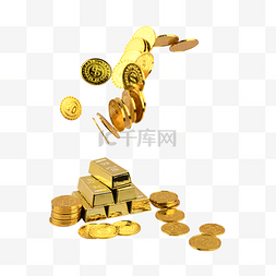 金币经济金条财富硬币堆