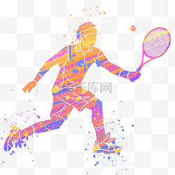 法院活动图片_男网球运动员跳跃剪影