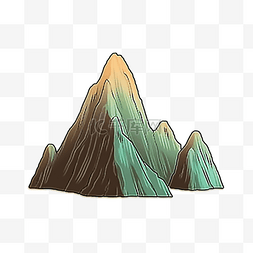山插图图片_夏日图标插图手绘风格山