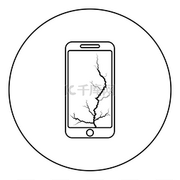 手机屏幕图标图片_显示屏上有裂缝的智能手机 破碎