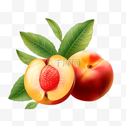水果桃子油桃手绘