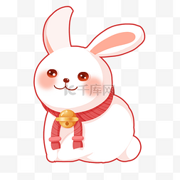 兔年白兔可爱兔子形象铃铛