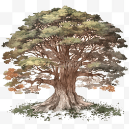 树，卡通树，树图片_树卡通手绘水彩风格大树
