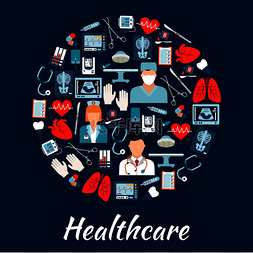 医疗保健图标图片_医生、外科医生和护士、心脏、肺