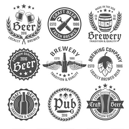 啤酒图标图片_啤酒徽章套装