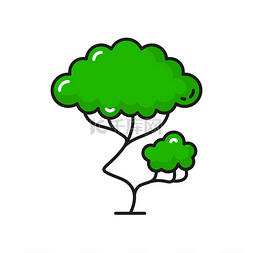 绿色植物图标图片_树木图标森林或热带花园的绿色植