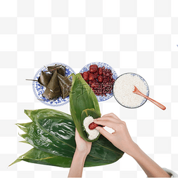 中国传统美食食材图片_端午端午节包粽子中国传统