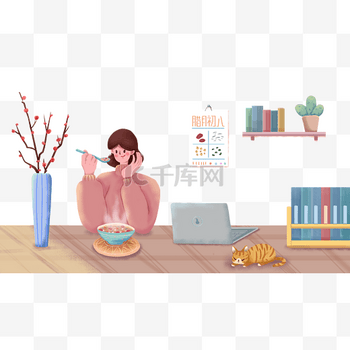 喝粥图片素材腊八节腊八粥女孩喝粥