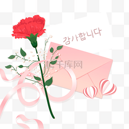 韩国花卉感恩月红色玫瑰与贺卡