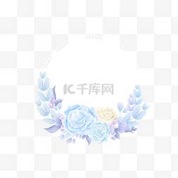 蓝色婚礼花卉图片_蓝色玫瑰婚礼圆边框