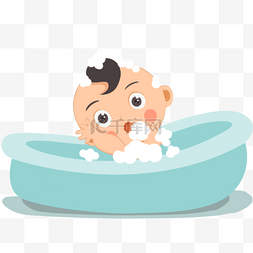女给男洗澡图片_卡通可爱洗澡婴儿宝宝