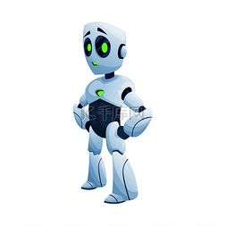 设计机器人图片_手臂放在腰部的机器人孤立的儿童