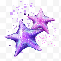 紫色喷溅图片_海星海洋水彩泼洒效果