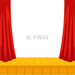 舞台带图片_背景带窗帘的舞台戏剧表演插图剧