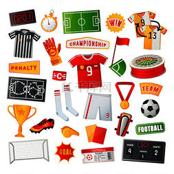 足球奖杯图片图片_足球符号矢量横幅制服和奖品记分