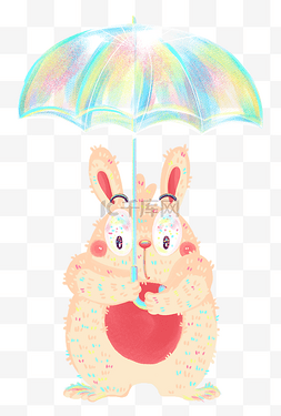 打伞伞图片_兔子打伞撑伞