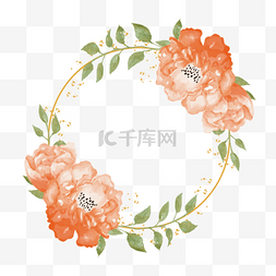 红玫瑰花环图片_水彩花卉框架