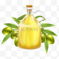 手绘大罐子图片_橄榄油橄榄树叶健康