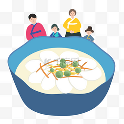 幸福一家人和谐年糕汤韩国食物插