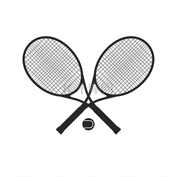 白色背景健身图片_与球的网球拍。