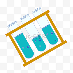 教具手绘图片_科学教育元素绿色试管液体