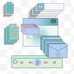 复古蒸汽波图片_网页线性蒸汽波绿色蓝色复古窗口