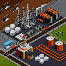 3d海报素材图片_石油工业和运输组成与大炼油厂和