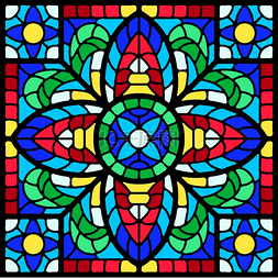 透明马赛克图片_带彩色片的彩色玻璃窗。