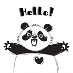 与快乐的熊猫一起大喊的插图-你好。