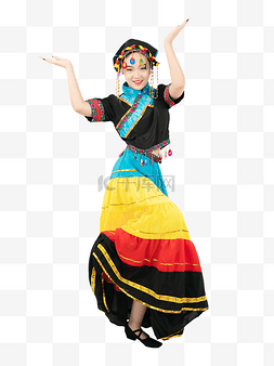 彝族舞跳舞女孩人物