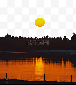 湖畔风光图片_夏天自然风光傍晚太阳户外湖畔边