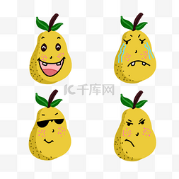 梨子水果表情包图片_卡通梨子四个可爱表情包