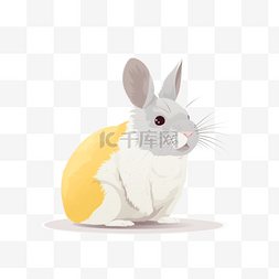 免扣兔子素材图片_可爱卡通手绘免扣动物扁平插画素
