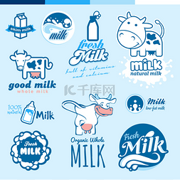 包装设计牛奶图片_标签和牛奶的图标集