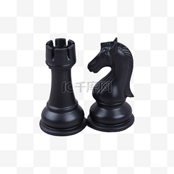 象棋素材图片_两个国际象棋简洁黑色棋子