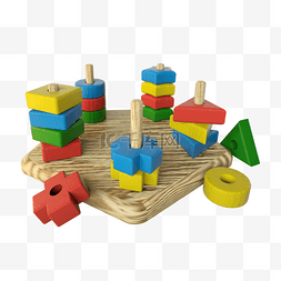 亲子早教玩具图片_3D立体儿童节早教启蒙彩色玩具积