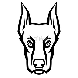 宠物素材图标图片_吉祥物风格的杜宾犬头家畜的插图