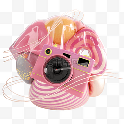 照相机卡通镜头图片_照相机粉色立体3d抽象创意