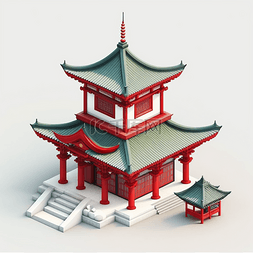 中式售楼部图片_3D中式传统建筑元素
