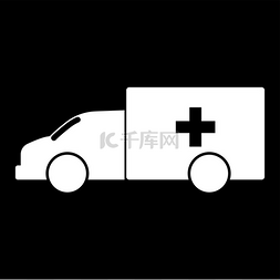 医院图标救护车图片_紧急汽车白色图标.. 紧急汽车它是