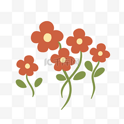 可爱植物卡通图片_扁平卡通可爱简约小红花