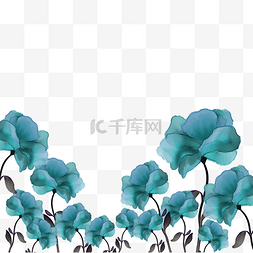 蓝色婚礼花卉图片_高雅水彩婚礼花卉边框