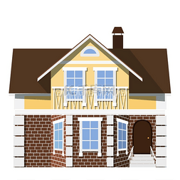 背景标志性图片_扁平风格风格漂亮的两层小房子白