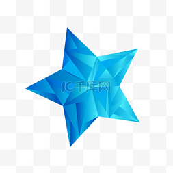 蓝科技光效图片_低聚风格冰蓝渐变色五角星