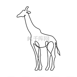 长颈鹿的无尽线条艺术插图白色背