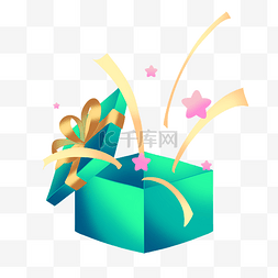 绿色的礼物图片_打开的绿色礼盒