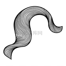 波浪形发线卷曲黑白纹理的单色条