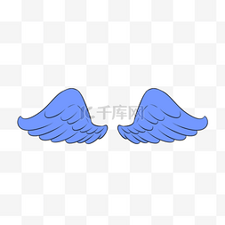卡通蓝色羽毛图片_蓝色水彩卡通漂亮羽毛翅膀