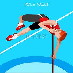 Athletics Pole Vault Summer Games Icon Set.3D