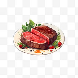 手切肉图片_卡通手绘手切牛排肉块